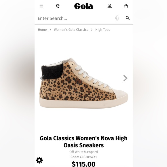 NWOT Gola Classics Leopard Women's Nova High Oasis Sneakers
